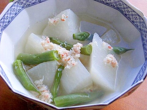 低カロリー！？カニ缶で❤大根＆インゲンの炊いたん♪